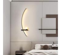 Appliques murales noires Luminaires de salle de bain à LED modernes Lampe murale linéaire à intensité variable tricolore pour salon Éclairage mural intérieur pour chambre à coucher Salle à manger