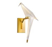 Appliques Murales Origami Modernes LED 8W Petit Oiseau Applique Murale Intérieure Acrylique Blanc et Métal Doré Lampe de Chevet Chambre Salon Chambre d'Enfants Bar Éclairage Mural Lumière Chaude,