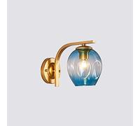 Appliques murales pour Chambres à Coucher, Applique Murale Nordique en Verre Bleu dégradé, Lampe d'intérieur en métal et Fer, Lanterne de vitrine Moderne E27