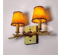 Appliques murales pour Chambres Strong 2- Lampe rétro en Bois de cerf pour Salon Nordique, Auberge, Lanterne en résine, Restaurant, Magasin de vêtements E14