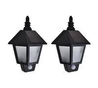 Appliques murales solaires 2 pcs. avec détecteur de mouvement Noir