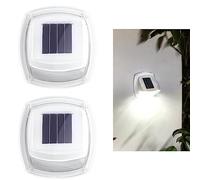 Appliques murales solaires extérieures 8LED avec interrupteur, lampes solaires étanches sans fil IP65, éclairage extérieur pour décoration de jardin clôture cour porte d'entrée allée moderne blanc fr
