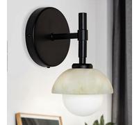 Applmurale Simple Moderne En Albâtre, En Pierre Naturelle Sculptée À La Main, Éclairage Mural Avec Abat-Jour En Albâtre Opale Pour Salle Den, À Côté Du Miroir, Couloir, Chambre, Salon/Noir/A