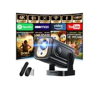 [Applntégrée & 2026 Upgraded] Vidéoprojecteur 1080P FHD 4K Projecteur Portable avec WiFi 6 et Bluetooth 5.4 avec Trapézoidale Automatique, 270° Rotation, Compatible HDMI/TV Stick/Laptop, Noir
