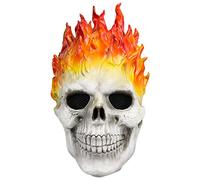 Applysu Masque squelette d'Halloween Ghost Rider - Flammes - Masque tête de mort - Démons effrayants - Masque en latex pour adulte - Masque pour adulte - Fête de carnaval - Accessoires de cosplay