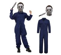 Applysu Michael Myers Costume d'Halloween pour enfant Mike Myers avec masque, couteau jouet, costume effrayant, pour garçons et filles, 1978, gris, taille L