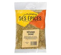 Apport craquant et parfumé pour vos plats - LA PLANETE DES EPICES Sésame Doré, notes de noisette, récolté en Egypte, 100g - Lot de 4