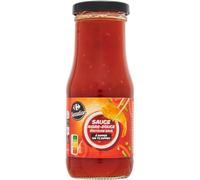 Apport malin en saveurs asiatiques avec la Sauce Aigre-Douce CARREFOUR SENSATION, format 285ml en bouteille de verre pour accompagner vos plats - Lot de 4