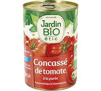 Apportez fraîcheur et saveur naturelle à vos plats avec le concassé de tomates bio JARDIN BIO 400G- Lot De 4