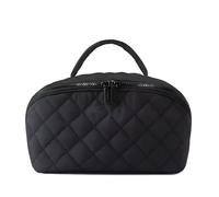 Appraisala Trousse de maquillage de voyage pour femme, trousse de maquillage ouverte à 180°, grande ouverture, résistante à l'eau, Noir , Temps moderne, bref, tendance