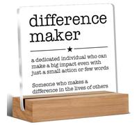 Appreciation Gifts for Leader Boss Mentor Collaborer Teacher Difference Maker Gift Difference Maker Definition Clear Desk Decorative Sign Acrylic Sign with Wood Stand for Desk Table Shelf