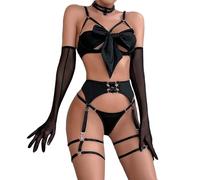 Apprendre A Coudre Sa Lingerie Ensemble Quatre pièces en Cuir Tenue Sexy pour(Le Noir,M)