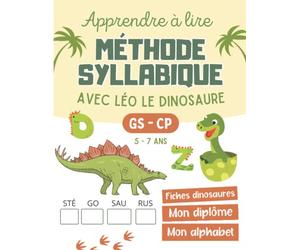 Apprendre à lire méthode syllabique: lecture syllabique et phonétique avec Léo le dinosaure, enfants à partir de 5 ans en maternelle Grande Section et CP