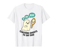 Apprendre aux fantômes à dire Boo Learning Education Fun Spooky Cut T-Shirt Graphique avec Valeur, Homme, Blanc, XL