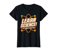 Apprendre l'avenir de la Science dépend de Votre Atome T-Shirt Graphique avec Valeur, Femme, Noir, XL