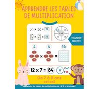 Apprendre les tables de multiplication: cahier de multiplication pour les Enfants en Primaire CE1 CE2. De 7 à 9 ans.