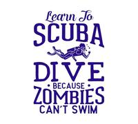 apprenez à plonger car les zombies ne savent pas nager Stickers lettrage 50.4x73.8cm Stickers pour vitres Bleu foncé