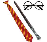 Apprenti sorcier - Lunettes avec verres, cravate, baguette magique - Kit de magie