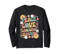 Apprentissage des langues rétro années 60 et 70 - Peace Love Manche Longue
