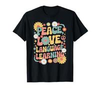 Apprentissage des langues rétro années 60 et 70 - Peace Love T-Shirt