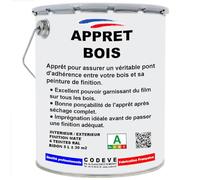 Appret Bois - Codeve Bois/RAL 9010 - Blanc pur - 20L - Intérieur/extérieur - Pour Bloquer La Porosité D'un Fond En Bois Pour Une Belle Finition.
