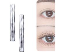 Apprêt de mascara télescopique waterproof volume & longueur, base de cils en tube d’acier avec brosse précise pour cils fins et inférieurs, mascara longue tenue anti-taches sans écaillage (2pcs)