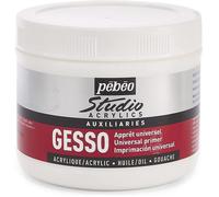 Pébéo - Studio Acrylics 500 ML Gesso - Gesso Blanc - Sous-couche Peinture Acrylique pour Préparer Tous vos Supports - Pot de Gesso Acrylique Blanc 500 ml