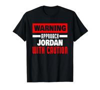 Approchez la Jordanie avec Prudence Nom Amusant de Jordan T-Shirt Graphique avec Valeur, Homme, Noir, M