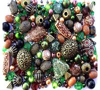 Approx 400 x Mother Earth Green Gold Jewellery Making Starter Beads Mix Set by Sabrikas