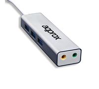Approx APPUSB51HUB Hub 3 Ports USB 3.0 avec Adaptateur Audio USB 5.1 Jack 3,5 mm et entrée Microphone Argent