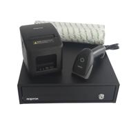 APPROX Pack TPV Tiroir+Imprimante+Lecteur Codes Barres+Paquet 8 Rouleau 80X60 (CASH33+POS80AM-USB+LS22+PAQ.8 Rouleaux 80X60, Noir)