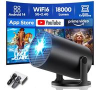 [Apps intégrées & 2026 Upgrad] AKIYO O2 Videoprojecteur avec WiFi 6 et Bluetooth 5.4, Mini Projecteur Video Supporte 4K 1080P, Rétroprojecteur Auto Keystone Rotation 180° Compatibile avec HDMI/Laptop