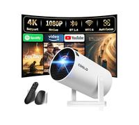 [Apps intégrées & 2026 Upgraded] Mini Vidéoprojecteur Supporte 4K 1080P avec 5G WiFi 6 Et BT 5.2 Le Projecteur Soutien Rotation 180° Portable Projecteur Video Applicable Laptop/HDMI/TV Stick,Blanc