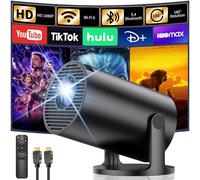 [Apps intégrées] Mini Projector 4K Portable, Wi-FI 6 et Bluetooth 5.4, projecteur Video avec 18000 Lumens, Android TV, Retroprojecteur Auto Keystone Compatible avec HDMI/Stick TV/PC, Noir