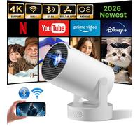 [Apps intégrées ] Vidéoprojecteur avec WiFi 6 et Bluetooth 5.4 Mini Projecteur Supporte 4K 1080P Auto Keystone Rotation 180° , Blanc