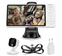 APPS2Car BabyPhone Caméra de Voiture，Miroir Voiture Bébé，5" HD 1080P Retroviseur Voiture Bebe，Pas de WiFi,VOX Vision Nocturne，Capteur de Températurex，Audio Bidirectionnel，Berceuses，Vision Large 270 °
