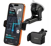APPS2Car Support Téléphone Voiture - 3-en-1 Tableau de Bord Pare-Brise Grille d'Aération - Caméra Libre & Coques Épaisses - Réglable d'une Main 11-16cm pour iPhone 17/16/15 Pro Max Samsung - Anti-UV