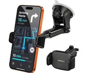 APPS2Car Support Téléphone Voiture - 3-en-1 Tableau de Bord Pare-Brise Grille d'Aération - Caméra Libre & Coques Épaisses - Réglable d'une Main 11-16cm pour iPhone 17/16/15 Pro Max Samsung - Anti-UV