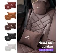 Appui-tête d'oreiller de cou de voiture, Support lombaire pour Xpeng G6 P7 P7i X9 G3 G3i G9 P5 X2 N5 F30, accessoires de coussin de taille en daim respirant cognac 1set