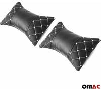 Appui-tête voiture Coussin appuie-nuque Cuir Noir Blanc 2 pièces