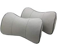 Appuie-tête de voiture personnalisé en cuir coussin de siège de voiture en forme d'os oreiller de cou oreiller coussin de confort avec accessoires de montage de motif de logo (gris, 2 pièces)