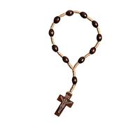 appuivbt Chapelet en bois catholique bracelet perles mini croix doigt chapelet pour baptême communion mariage fête