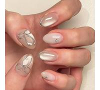 Appuyez Sur Des Ongles D'amande De Faux Ongles Avec Des Arcs Étoiles Design Brilleurs Cats Eyes Stick Glossy Sur Colurs