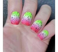 Appuyez Sur Des Ongles En Acrylique Court Avec Des Conceptions De Couleurs De Contraste Carré False Pour Les Femmes Manucure 24pcs Ongles Acryliques