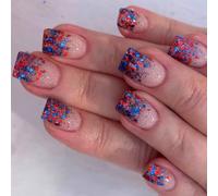 Appuyez Sur Des Ongles Fake Independence Day Glues Artificial On Square False 4 Juillet Manucure DeCors De La Manucure Sur L'ongle