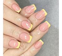 Appuyez Sur Des Ongles Glues Jaunes Sur Des Ongles 24pc