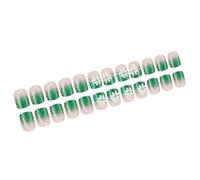 Appuyez Sur Des Ongles Green Festival Designs French Tip French Glossy Artificial Acrylic Decorations Application Easy 24pcs Green Gradient Nail