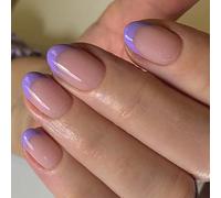 Appuyez Sur Des Ongles Orchidées D'amande Courtes Fausses Couvertures Complètes Fausses Avec Une Couleur Unie Brillante De Couleur Unie Pour Les Femmes Glues Brillantes Sur Ongle