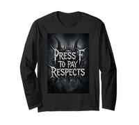 Appuyez sur F pour Payer Ses respects Meme Gamer Tribute Metalcore Respect Manche Longue
