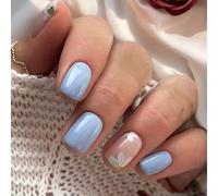 Appuyez Sur Le Carré Sur Les Ongles Fleur De Faux Ongles Colues Acrylique Artificiel 12 Taille 24pcs Bâton Pour De Presse Presse Pointe